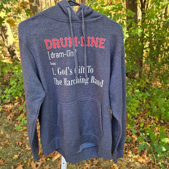 Drumline Marching Band Men's Hoodie Charcoal Gray size Medium God's Gift Unisex - Picture 1 of 13